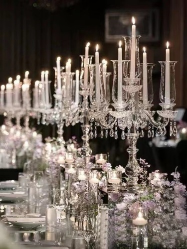 欧式水晶烛台水晶婚庆婚礼烛台家用浪漫烛光晚餐台灯北欧装饰摆件