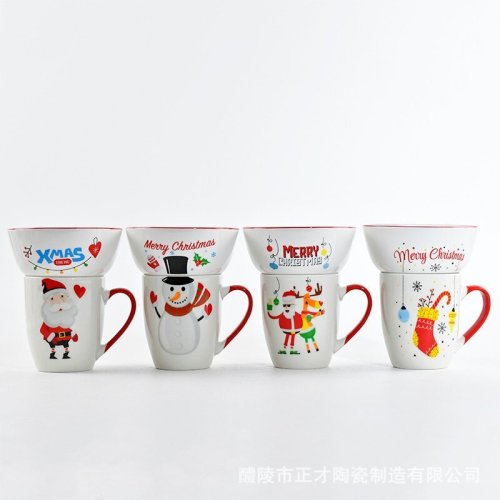 圣诞陶瓷杯 圣诞陶瓷杯碗套装 圣诞套装 陶瓷杯马克杯