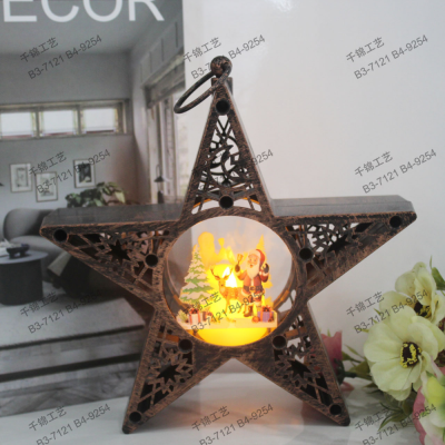 Plastic Five-Pointed Star Candlestick Storm Lantern Barn Lantern Plastic Distressed Home Wedding Black White as Old Color Ornaments