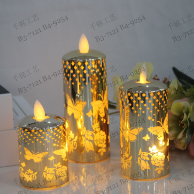 Hollow Pattern Electronic Gold Candle Light Swing Simulation Candle Light Romantic Wedding Birthday Ideas Decorative Atmosphere