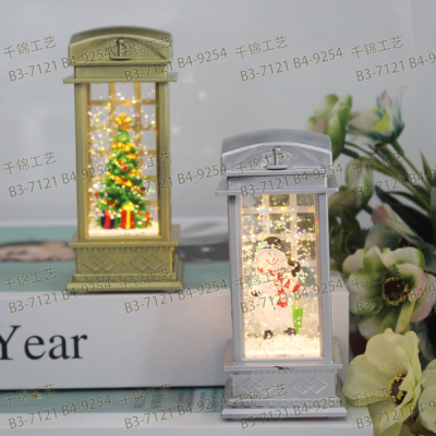 Christmas Decoration Luminous Water Injection Christmas Small Wind Light Desktop Decoration Santa Claus Interior Phone Booth Gift