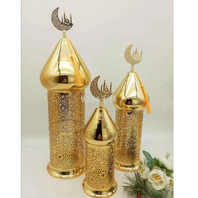 Led Plating Golden Eid Storm Lantern Muslim Ramadan Decoration Zhai Creative Moon Middle East Dubai Saudi Halal