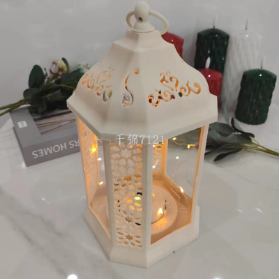 Cross-Border Festival Led Plastic Storm Lantern Eid Mubarak Ramadan Storm Lantern Crafts Decorative Luminous Ornaments