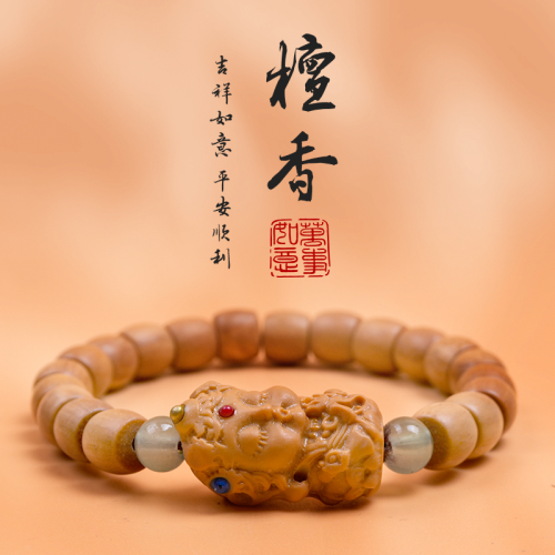 sandalwood ethnic style bracelet barrel type new chinese bracelet factory wholesale men‘s sandalwood night market small commodity stall
