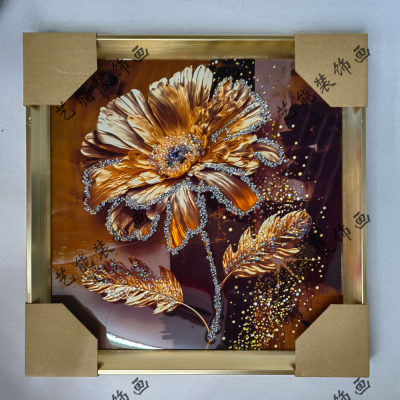 Crystal Porcelain Painting Diamond Line Decorative Painting Living Room Mural Square Photo Frame Crafts Decoration Hanging Painting-Flower Series 1