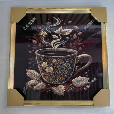 Crystal Porcelain Painting Cafe Restaurant Wallpaper Modern Light Luxury Decorative Painting Craft Frame Hanging Painting-Coffee Series