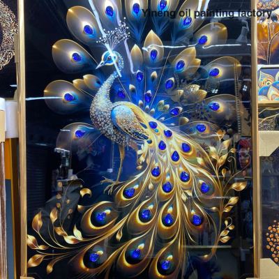Crystal Porcelain Painting Diamond Peacock Landscape Home Decoration Painting Bedroom Sofa Living Room Hanging Painting Wall Decoration