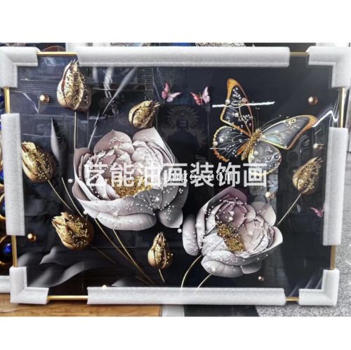 现代简约晶钻画餐厅装饰画酒店饭厅挂画轻奢大气壁画瓷镶钻画