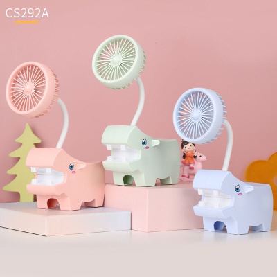 2023 Rhino-Shaped USB Rechargeable Cartoon Little Fan Children's Gift Summer Cool Artifact Table-Top Decoration