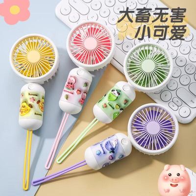 Mu052a Cartoon Candy Color Fan Charging Foreign Trade Export Small Handheld Fan Portable Student Holiday Small Gift