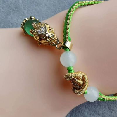 Jewelry Nafu Natural Chalcedony Inlaid Women's and Women's Pi Xiu Bracelet Get Couple Bracelet Free Honey Friends Woven Fashion