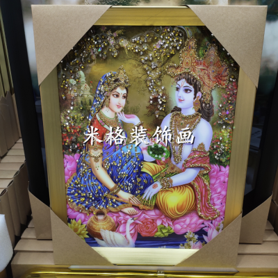 Southeast Asian Statue Crystal Porcelain Bright Crystal Painting Indian Buddha Diamond Crafts Decorative Painting Photo Frame Mural