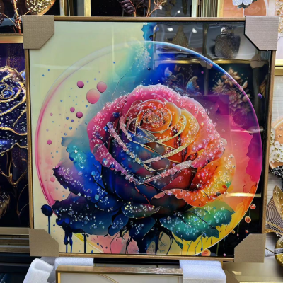 Decorative Calligraphy and Painting High-End Diamond Crystal Porcelain Painting Light Luxury Popular Decorative Painting
