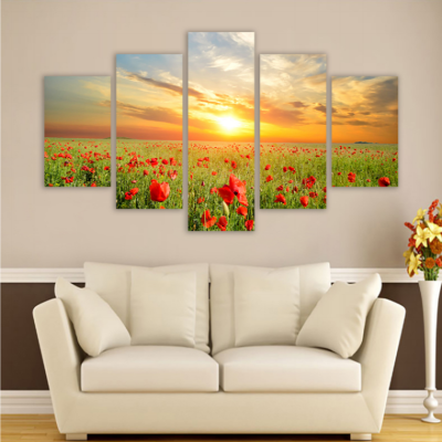 Quintuplet Painting Flower Cloth Painting Landscape Oil Painting Decorative Painting Photo Frame Decoration Craft Architectural Mural Decorative Calligraphy and Painting Hanging Painting