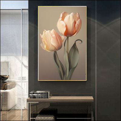Tulip Airbrush Painting Flower Decorative Painting Living Room Decorative Crafts Cloth Painting Light Luxury Bedside Paintings Hand Painted