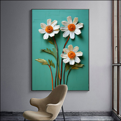 Fresh Airbrush Painting Flower Decorative Painting Corridor Decoration Crafts Cloth Painting Three-Dimensional Living Room Hanging Painting Hand-Painted