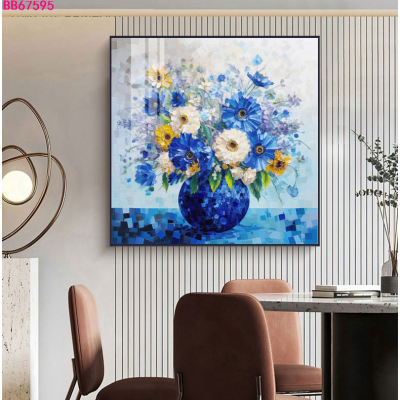 Square Oil Painting Artistic Conception Crystal Porcelain Decorative Painting Spray Painting Decorative Crafts Cloth Painting Flower Hand Painted Mural Living Room Hanging Painting