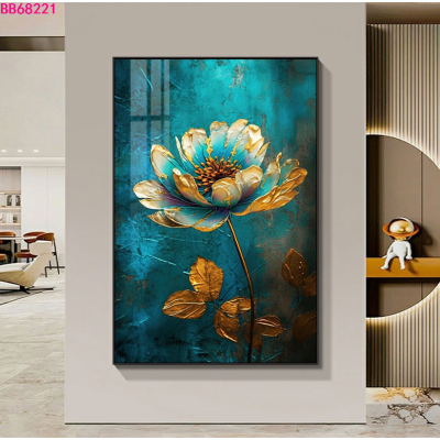 Square Oil Painting Flower and Leaf Crystal Porcelain Decorative Painting Spray Painting Decorative Crafts Cloth Painting Flower Hand Painted Mural Living Room Hanging Painting