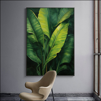 Green Plant Airbrush Painting Hand Painted Living Room Decorative Painting Hotel Decorative Crafts Cloth Painting Bedroom Paintings