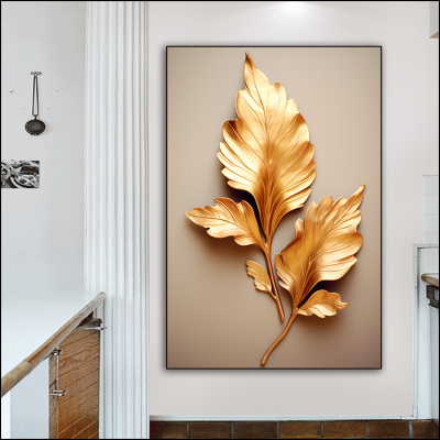 Golden Leaves Airbrush Painting Hand Painted Living Room Decorative Painting Hotel Decorative Crafts Cloth Painting Bedroom Creative Hanging Painting