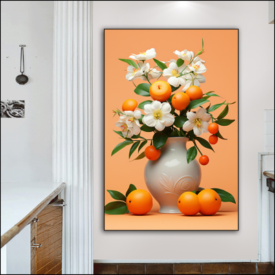 Vase Flower Decorative Crafts Spraying Cloth Painting High Imitation Handmade Painting Hallway Hotel Bedroom Decorative Painting