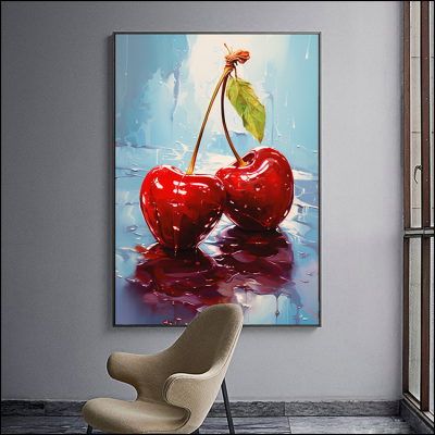 Cherry Apple Abstract Decorative Crafts Spraying Cloth Painting High Imitation Handmade Painting Hallway Horse Decorative Painting
