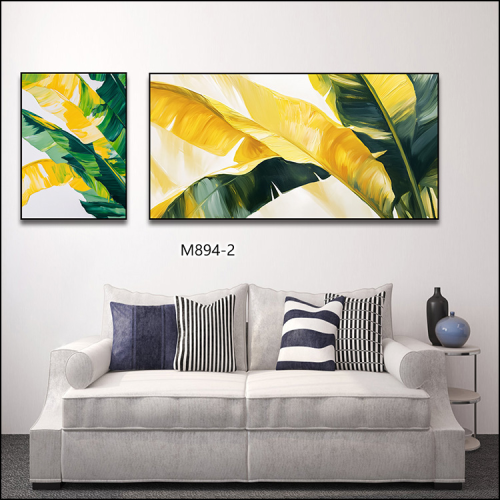 沙滩酒店装饰工艺品喷绘布画高仿手花卉油画客厅装饰画绿植挂画