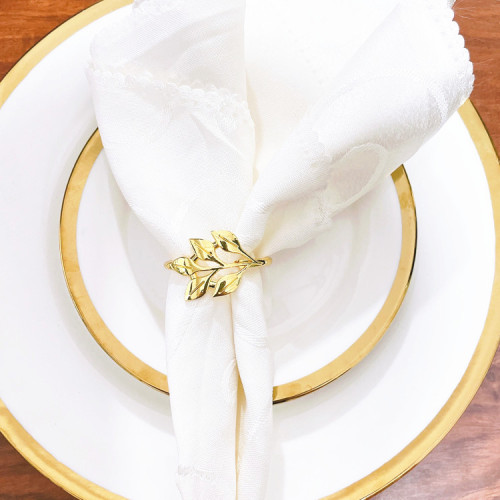 跨境货源合金5瓣柳叶餐巾圈 高档西餐厅酒店用餐配饰餐巾环批发