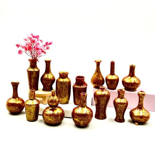 迷你高仿真花瓶可插花树脂配件DIY娃娃屋玩具房间客厅平台柜子摆件