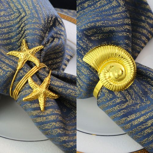 跨境海星餐海螺巾扣金属金色酒店轻奢餐垫餐巾布高级感