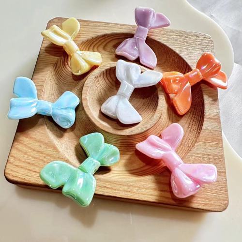 acrylic ab color ribbon bowknot beads straight hole scattered beads diy ornament key mobile phone charm string beads materials