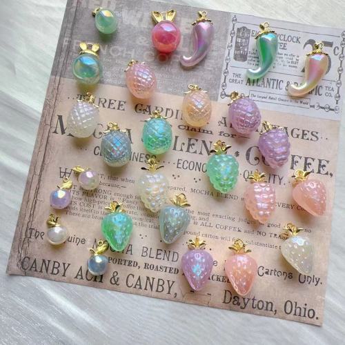 pendant cherry pineapple strawberry pine cone pepper rabbit head hanging imitation pearl loose round beads bracelet necklace wholesale