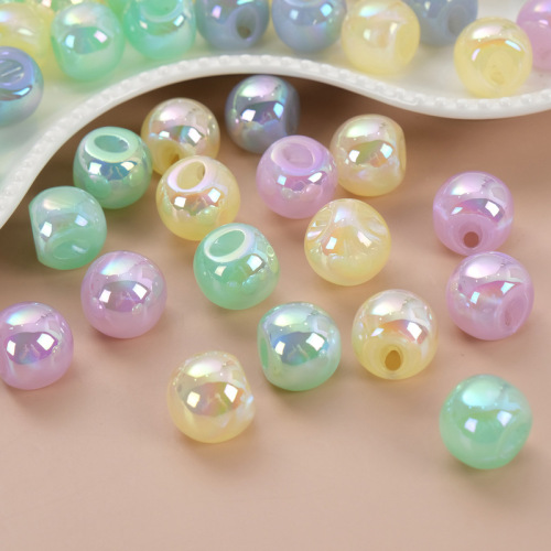 live hot sale partial hole mermaid 16mm gold powder acrylic straight hole scattered beads diy rubber band hair rope accessories