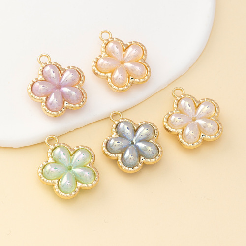 five petal flower alloy hanging ornament pendant abs imitation pearl round beads a string of beads diy bracelet bracelet ornament necklace accessories
