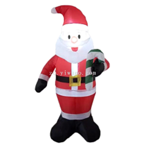 厂家直销正巧圣诞充气1.2M拐杖老人 圣诞场景布置现货