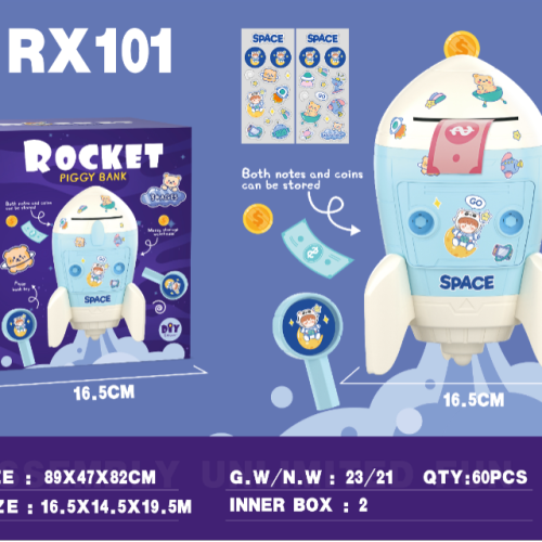23 new cartoon children‘s diy space capsule rocket piggy bank student gift diy toy piggy bank