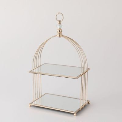 Iron Hardware Square Birdcage Cake Stand Front Desk Birthday Banquet Dessert Pastry Cold Food Holder