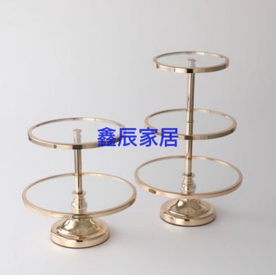 Glass Multi-Layer Fruit Plate Living Room Coffee Table Candy Plate Front Desk Cake Tray Three-Layer Snack Rack