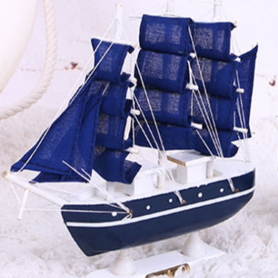 Wooden Marine Sailboat Mediterranean Blue Navigation Decoration Ship Model Crafts Decoration Factory Wholesale