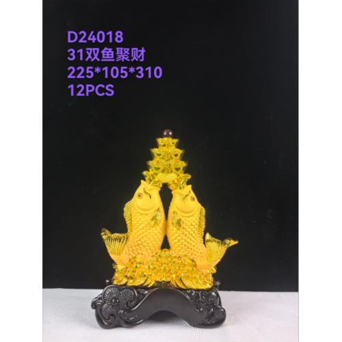 博达树脂工艺品摆件吉祥开业家居摆件/双鱼-元宝