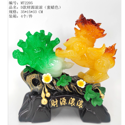 O-BODA COFFEE Resin Craft Ornament Auspicious Opening Home Decoration Fortune Rolling-Cabbage + Chopsticks