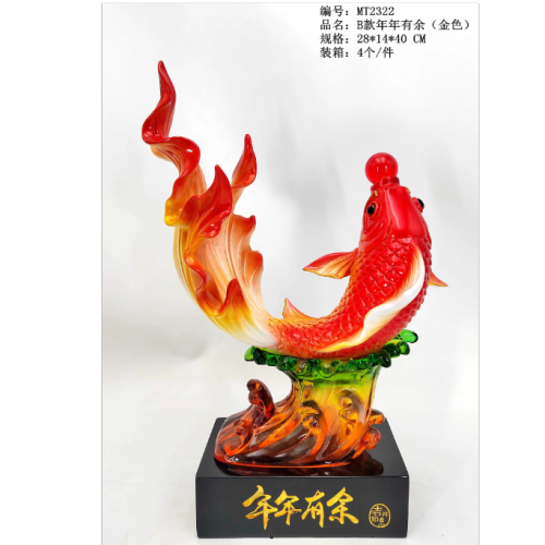 博达树脂工艺品摆件吉祥开业家居摆件年年有余-鱼
