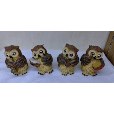 Resin Simulation Play Music Owl Home Garden Resin Decorations