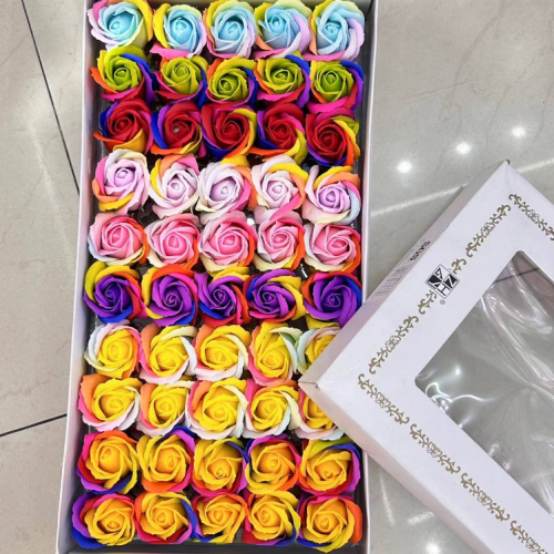 3层彩色玫瑰肥皂花礼盒包装生日礼物DIY人造肥皂沐浴花头婚礼礼物