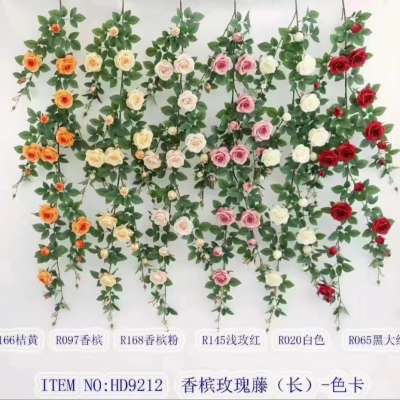 Champagne Rose Rattan Artificial Flower Home Decoration Foreign Trade Wholesale Wedding