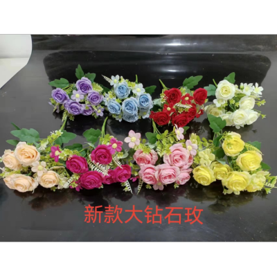 New Great Diamond Rose Artificial Flower Home Decoration Foreign Trade Wholesale