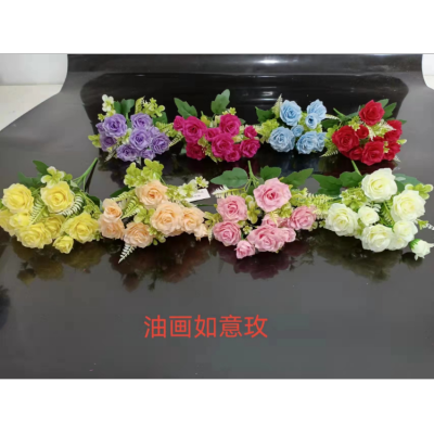 Oil Painting Ruyi Rose Artificial Flower Home Decoration Foreign Trade