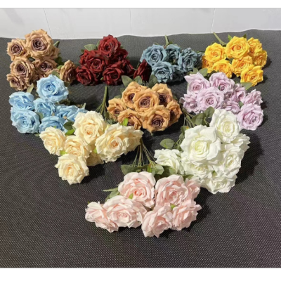 9-Head Diamond Rose Handle Bunch Artificial Flower Decorative Flower Big Flower Wedding Wedding Supplies
