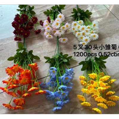 5 Forks 30 Flowers Small Chrysanthemum Artificial Flowers Small Bouquet Daisy Home Cheap