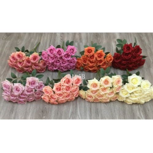 15头角枚玫瑰仿真花家居装饰假花花坛婚礼插花造南美